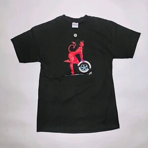 Coop Delivery Girl With Tire T-shirt Black Size M Posterpop Vtg Y2K 1990's Retro
